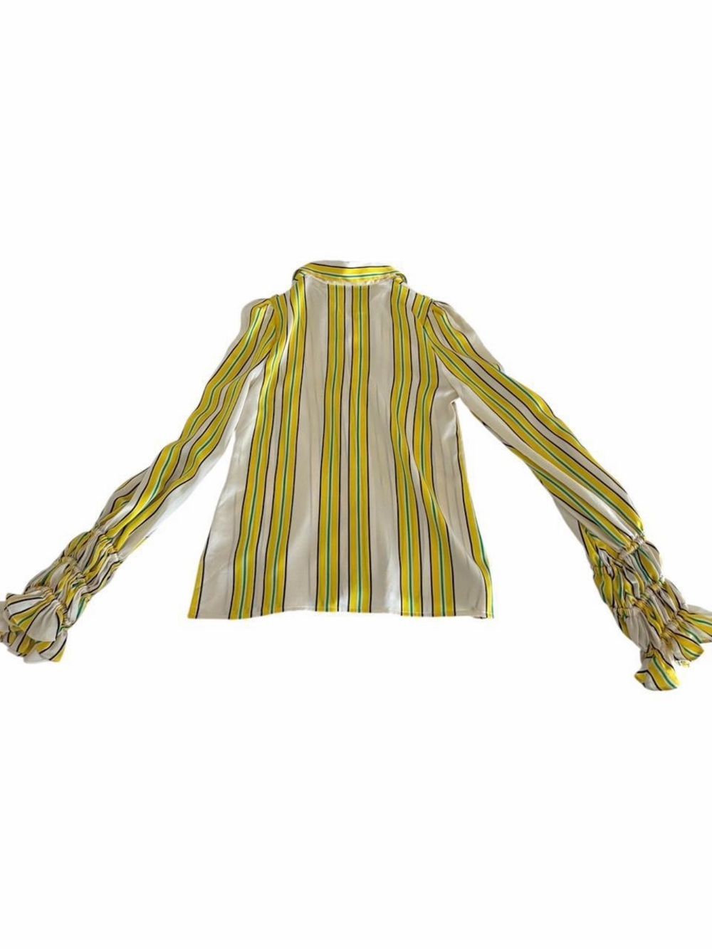 Alexis Striped Button-Down Blouse with Smocked Cuffs (XS) - Picture 6 of 8